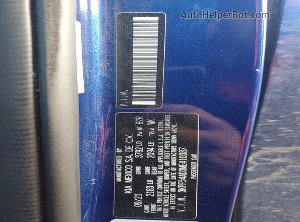 3KPF54AD3ME410387 2021 KIA FORTE Синий Вид подкапотного пространства