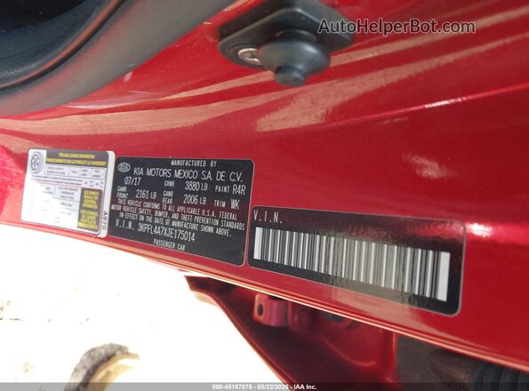 3KPFL4A7XJE175014 2018 KIA FORTE Красный Вид подкапотного пространства