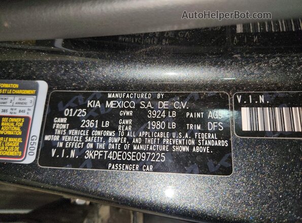 3KPFT4DE0SE097225 2025 KIA K4 Серый Вид подкапотного пространства