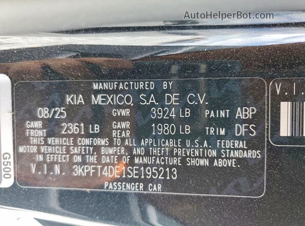 3KPFT4DE1SE195213 2025 KIA K4 Черный Вид подкапотного пространства