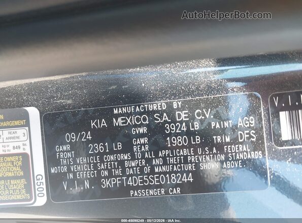 3KPFT4DE5SE018244 2025 KIA K4 Black Widok komory silnika