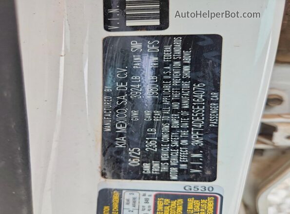 3KPFT4DE5SE164076 2025 KIA K4 White Widok komory silnika