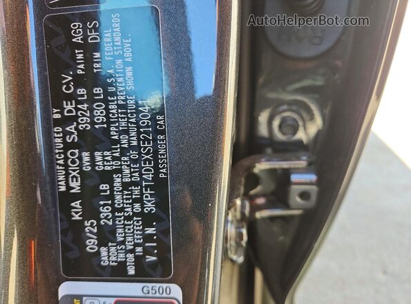 3KPFT4DEXSE219041 2025 KIA K4 Black Вид підкапотного простору