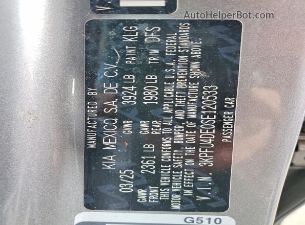 3KPFU4DE0SE120533 2025 KIA K4 Серебряный Вид подкапотного пространства