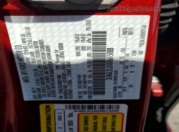 3LN6L2LUXGR615088 2016 LINCOLN MKZ Красный Вид подкапотного пространства