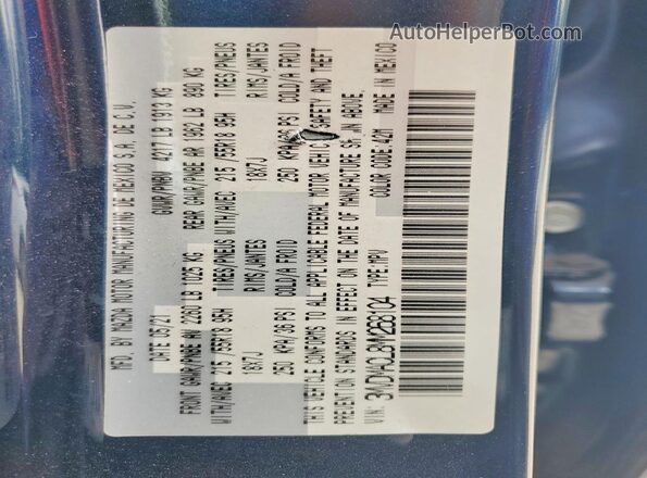 3MVDMACL8MM268104 2021 MAZDA CX-30 Синий Вид наклейки с VIN-кодом