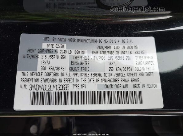 3MVDMADL2LM130636 2020 MAZDA CX-30 Черный Вид подкапотного пространства