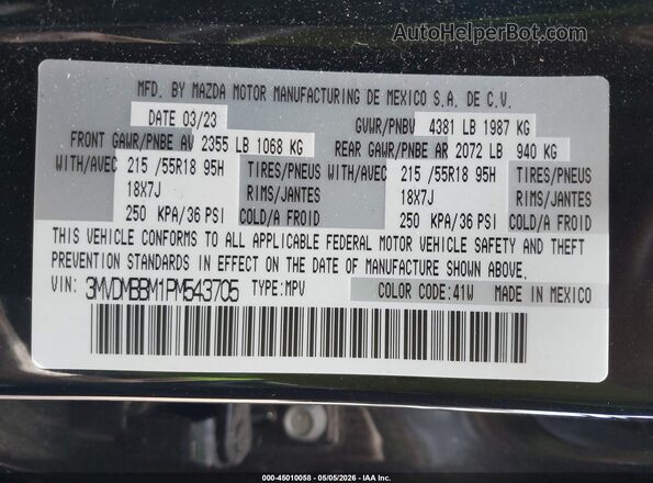 3MVDMBBM1PM543705 2023 MAZDA CX-30 Черный Вид подкапотного пространства