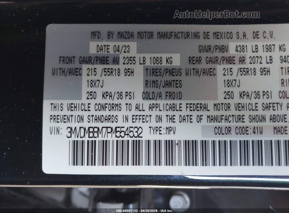 3MVDMBBM7PM554532 2023 MAZDA CX-30 Черный Вид подкапотного пространства