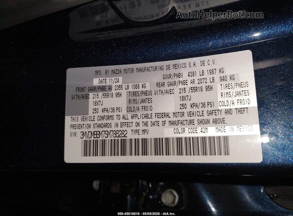 3MVDMBBM7SM786282 2025 MAZDA CX-30 Синий Вид подкапотного пространства