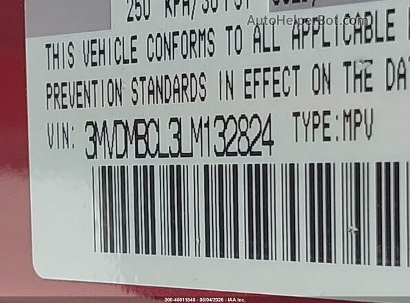 3MVDMBCL3LM132824 2020 MAZDA CX-30 Red Widok komory silnika