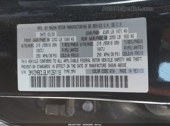 3MVDMBCL9LM129118 2020 MAZDA CX-30 Black Engine compartment view