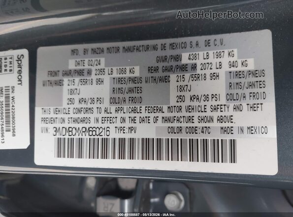 3MVDMBCMXRM660216 2024 MAZDA CX-30 Blue Widok komory silnika