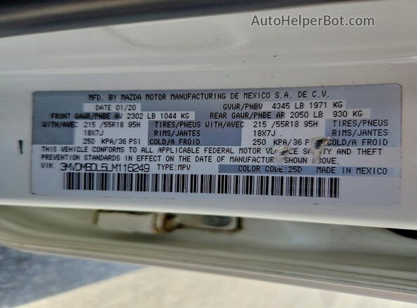 3MVDMBDL5LM116249 2020 MAZDA CX-30 White Սալոնի 360 աստիճան տեսք
