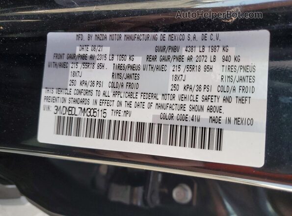 3MVDMBDL7MM305115 2021 MAZDA CX-30 Black Вид підкапотного простору