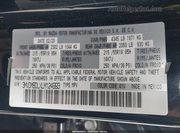 3MVDMBDLXLM124993 2020 MAZDA CX-30 Черный Вид подкапотного пространства
