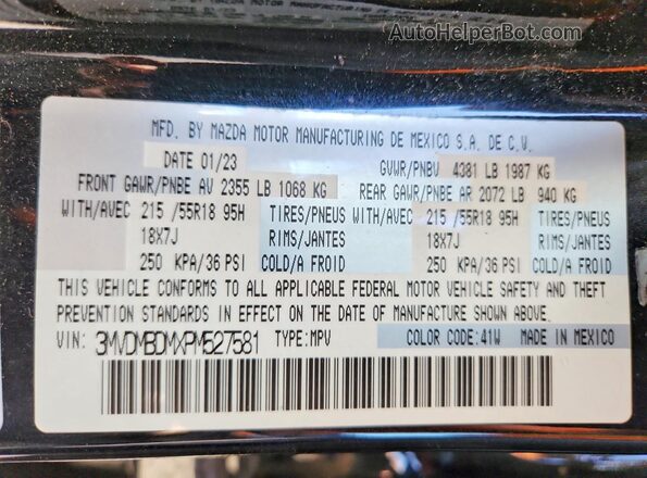 3MVDMBDMXPM527581 2023 MAZDA CX-30 Black 360 interior view