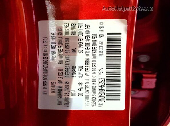 3MVDMBDY9PM552393 2023 MAZDA CX-30 Красный Вид наклейки с VIN-кодом