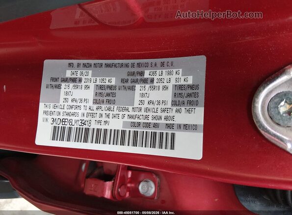3MVDMBEM8LM139418 2020 MAZDA CX-30 Красный Вид подкапотного пространства