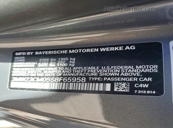3MW23CM05S8F65958 2025 BMW OTHER Silver Vista del compartimento del motor