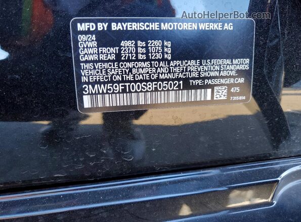 3MW59FT00S8F05021 2025 BMW M3 Черный Вид наклейки с VIN-кодом