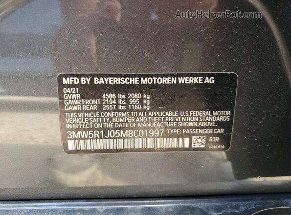 3MW5R1J05M8C01997 2021 BMW OTHER Серый Вид подкапотного пространства