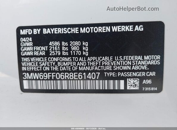 3MW69FF06R8E61407 2024 BMW OTHER Белый Вид подкапотного пространства