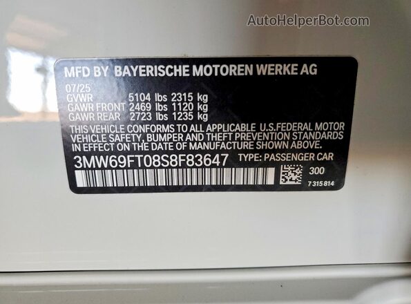 3MW69FT08S8F83647 2025 BMW M3 White ძრავის განყოფილების ხედი