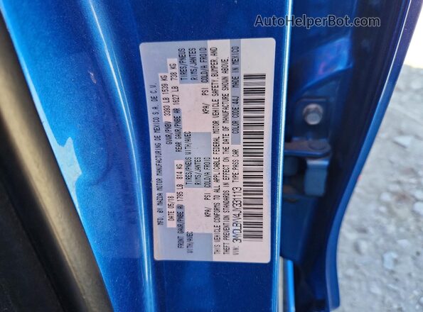 3MYDLBYV4JY331113 2018 TOYOTA YARIS Blue Vista de la etiqueta del VIN