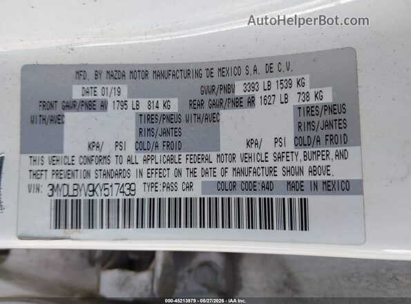 3MYDLBYV9KY517439 2019 TOYOTA YARIS Белый Вид подкапотного пространства