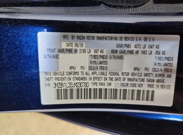 3MZBN1L33JM230780 2018 MAZDA 3 Синий Вид подкапотного пространства