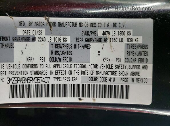 3MZBPABM6PM357407 2023 MAZDA 3 Черный Вид подкапотного пространства