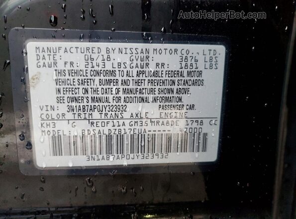 3N1AB7AP0JY323932 2018 NISSAN SENTRA Black Вид підкапотного простору