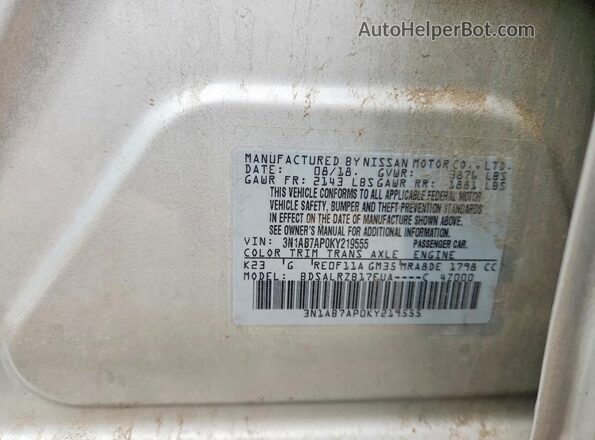 3N1AB7AP0KY219555 2019 NISSAN SENTRA Silver Widok komory silnika