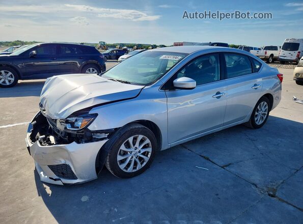 3N1AB7AP0KY296698 2019 NISSAN SENTRA Silver წინა მარცხენა ხედი სამი მეოთხედიდან