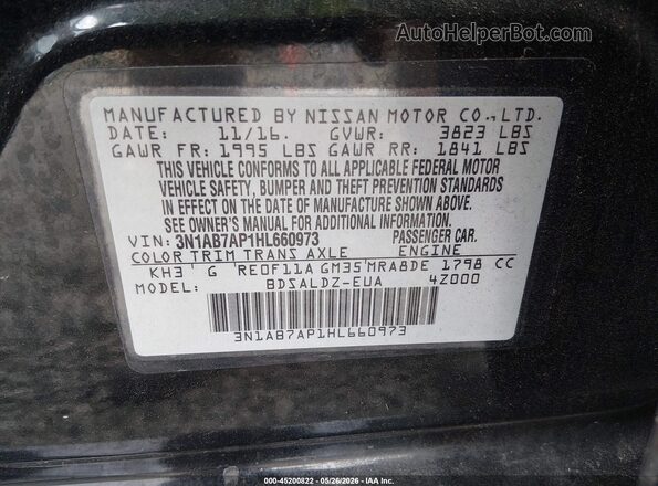 3N1AB7AP1HL660973 2017 NISSAN SENTRA Черный Вид подкапотного пространства