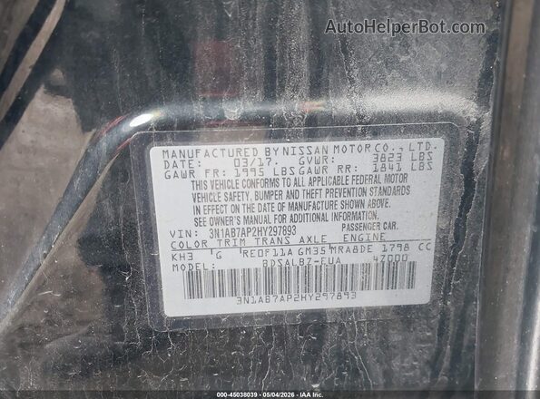 3N1AB7AP2HY297893 2017 NISSAN SENTRA Black Widok komory silnika