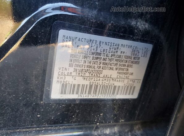3N1AB7AP2JY233200 2018 NISSAN SENTRA Черный Вид подкапотного пространства