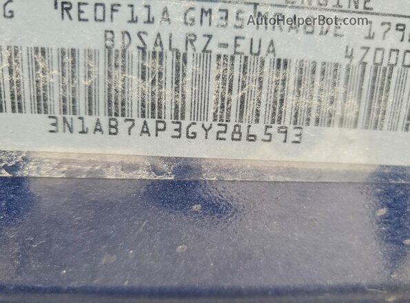3N1AB7AP3GY286593 2016 NISSAN SENTRA Blue Vista interior de 360 grados