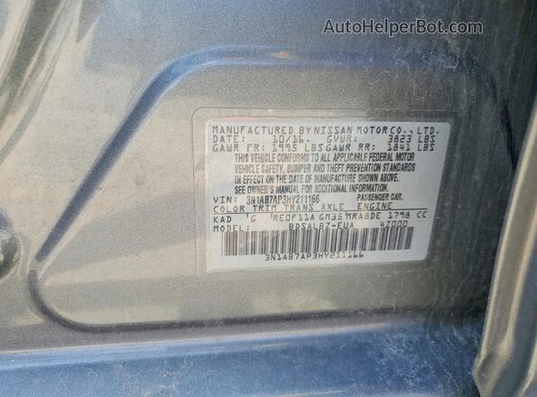 3N1AB7AP3HY211166 2017 NISSAN SENTRA Charcoal Widok komory silnika