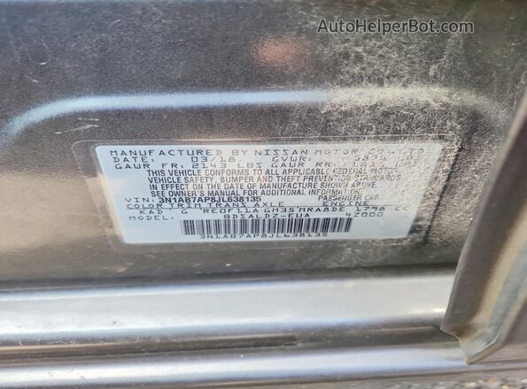 3N1AB7AP8JL638135 2018 NISSAN SENTRA Серый Вид наклейки с VIN-кодом