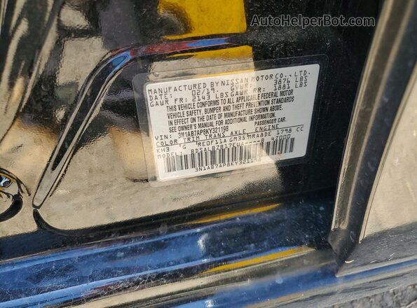 3N1AB7AP8KY321198 2019 NISSAN SENTRA Black Engine compartment view