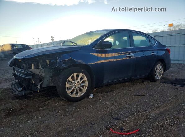 3N1AB7APXKY272957 2019 NISSAN SENTRA Blue Vista tres cuartos delantera izquierda