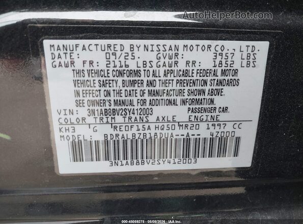 3N1AB8BV2SY412003 2025 NISSAN SENTRA Черный Вид подкапотного пространства