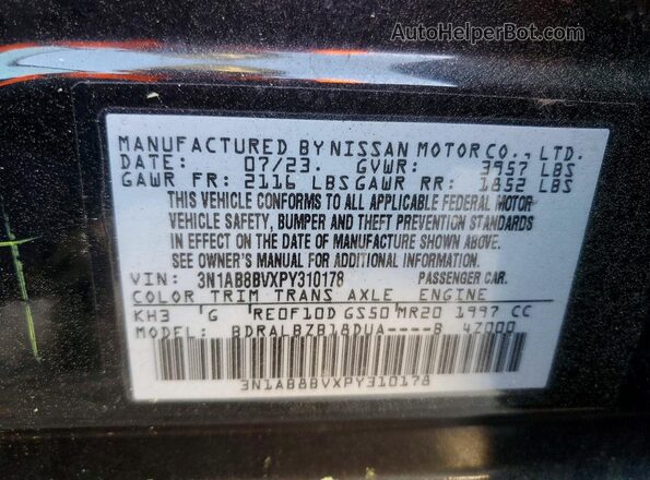 3N1AB8BVXPY310178 2023 NISSAN SENTRA Черный Вид подкапотного пространства