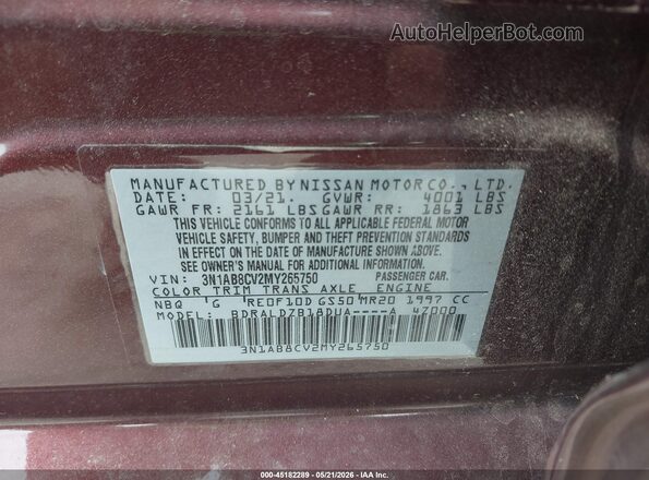 3N1AB8CV2MY265750 2021 NISSAN SENTRA Бордовый Вид подкапотного пространства