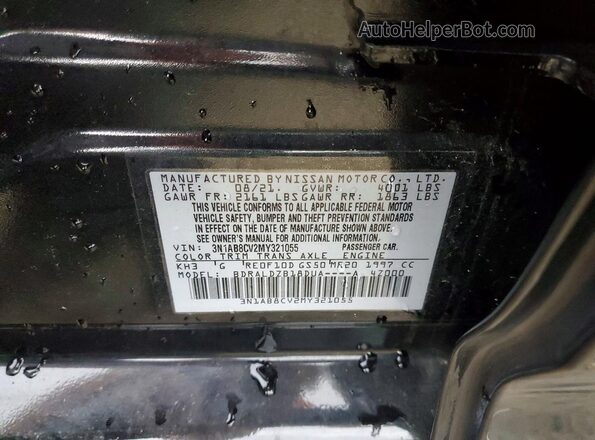 3N1AB8CV2MY321055 2021 NISSAN SENTRA Black VIN կոդի պիտակի տեսք