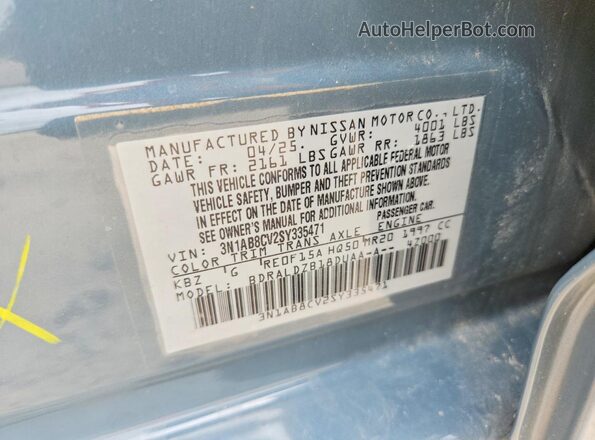 3N1AB8CV2SY335471 2025 NISSAN SENTRA Синий Вид подкапотного пространства