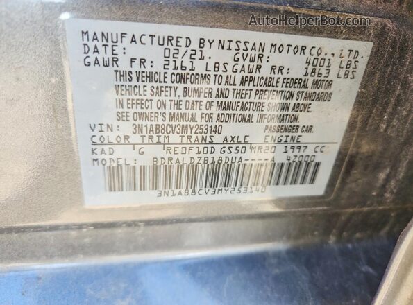3N1AB8CV3MY253140 2021 NISSAN SENTRA Gray Engine compartment view