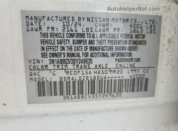 3N1AB8CV3SY249635 2025 NISSAN SENTRA White Engine compartment view